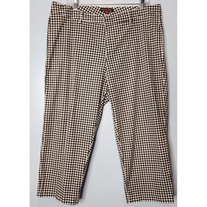 Jessica London Gingham Check Cropped Pants Women's Size 16 Black White Casual